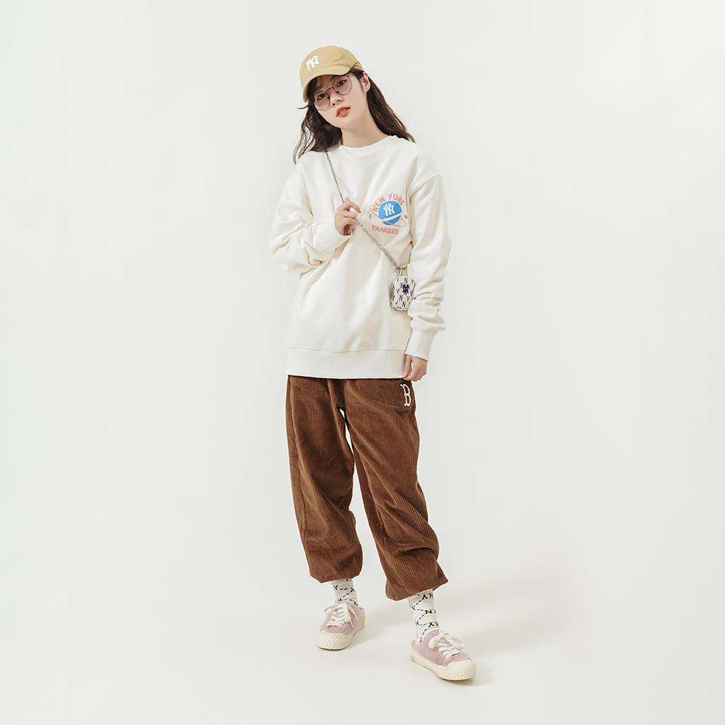 New MLB New York Yankees Sweatshirts Unisex Cream White 3AMTL0121-50CRS