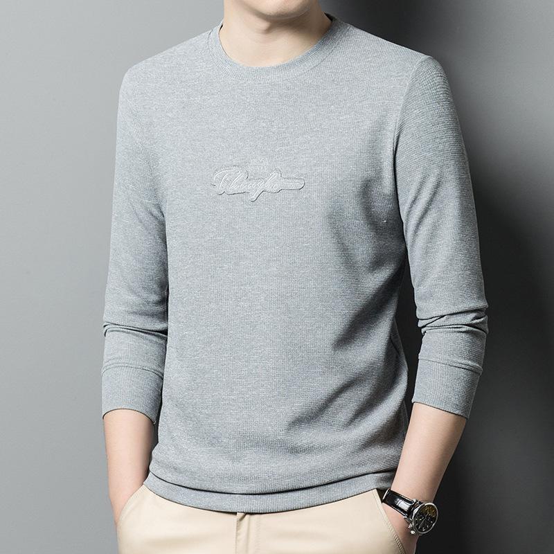 Spring and Autumn New Men's Round Neck T-Shirts for Young and Middle-aged Casual Trendy Sweaters Bottoming Shirts