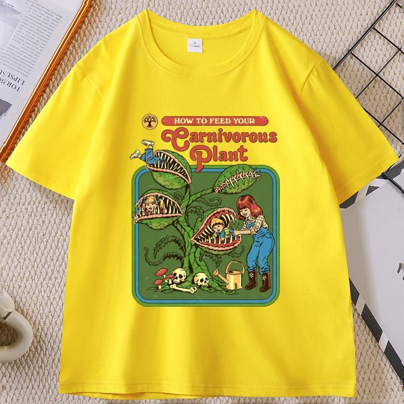 Earnivorous Plant Graphic TShirts Unisex Women Vintage Breathable Cotton Casual T Shirt Soft Comfortable O Neck Short Sleeve Tee