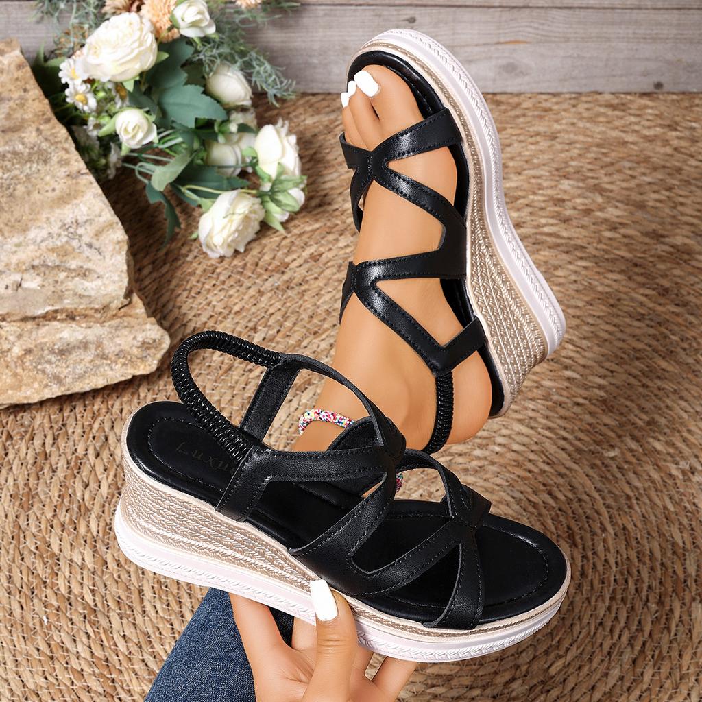 Mode 2025 Rom Stil Dam Kilklackssandaler Plus Storlek 36-43 Tjock Sula Strand Sandaler Kvinna Plattform Sommarsandaler Dam