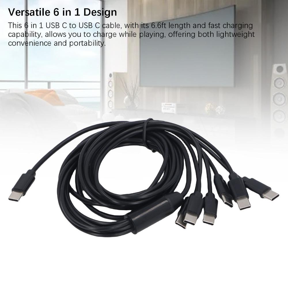 2m/6.6ft USB C Splitter Cable Plug and Play USB C Multi Charging Cable  For Cell Phones