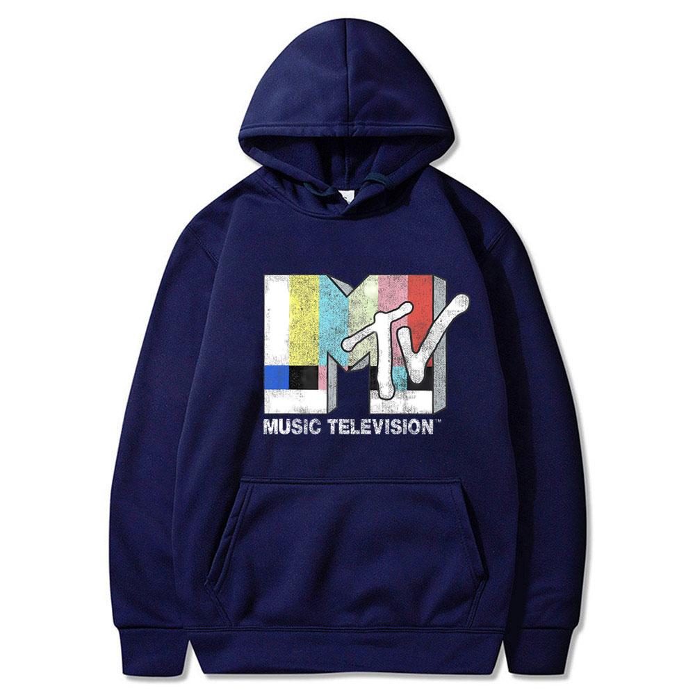 MTV Music Television Signál Grafická Potlač Mikina s Kapucňou Muži Ženy Vintage Móda Oversized Mikina Unisex Y2k Umelecká Estetika Mikiny s Kapucňou