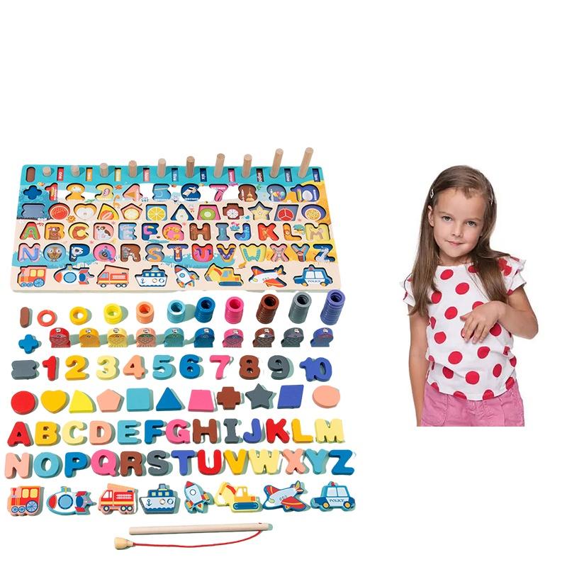 Montessori Early Education Wooden Traffic Counting Board Large Size Cognitive Math Toy For Children