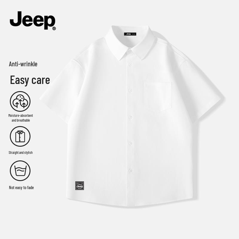 JEEP Men s Summer Business Casual Short-Sleeve Shirt XL