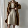 Korean Women's Winter Clothes Beige Knit Knitwear To Knee Long Dress Office Lady Pullovers Sweater Dresses For Women
