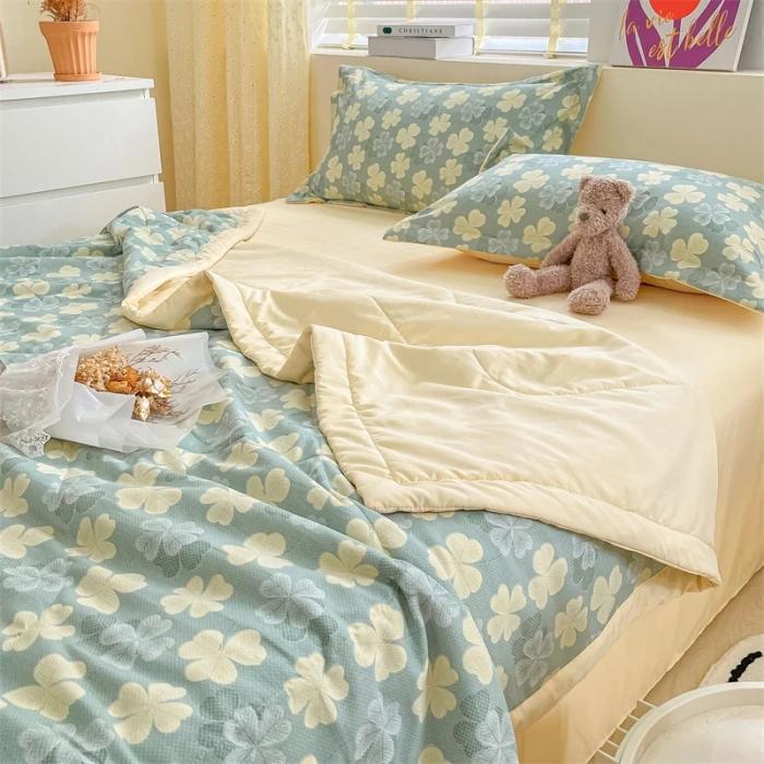 Cotton Air-Conditioning Quilt Cover for Children and Adults, Soft Flower, Double Printed, Washable Bed, Home Use, New