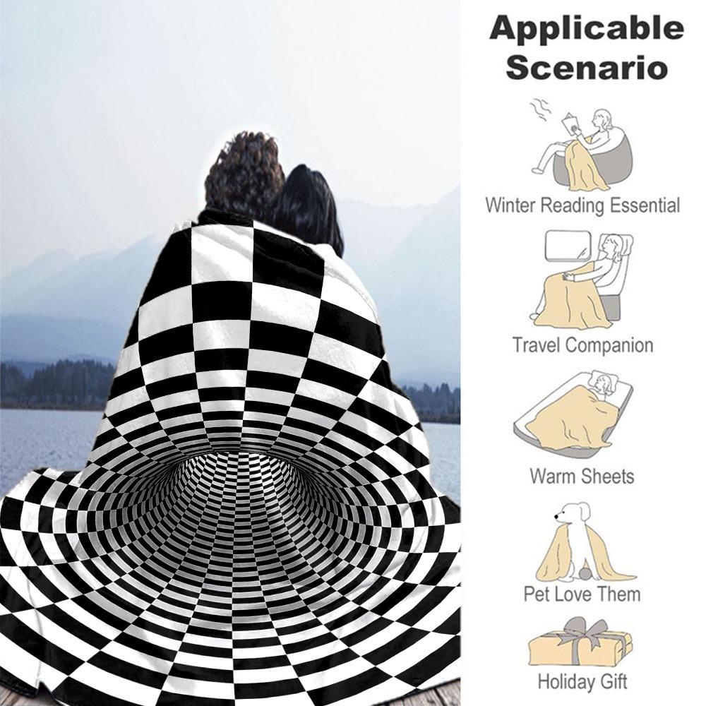 1PC Checkerboard TunnelOutdoor Flannel Blanket - Soft Plush Decor for Picnics, Camping, Bedroom, Playroom, Office, or Lunch Break 1338A