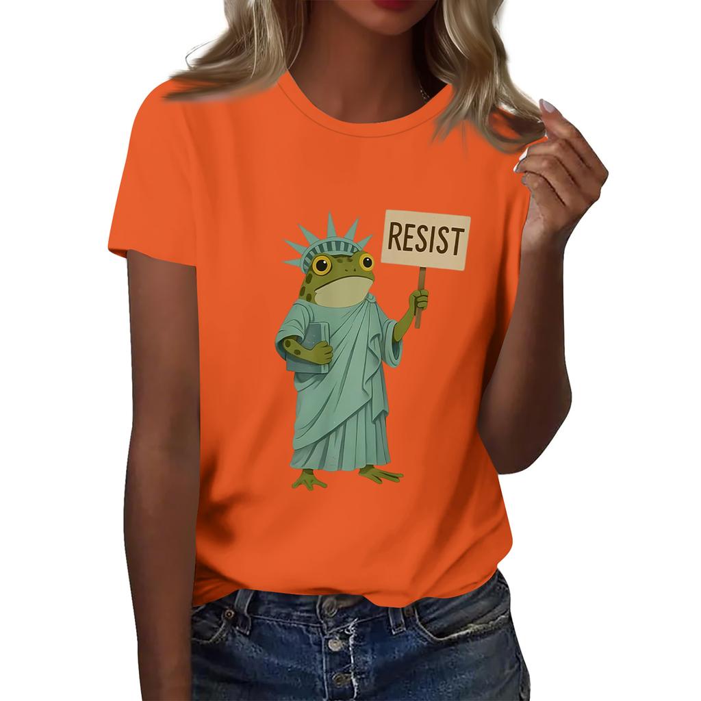 Women's Printed Round Neck Short Sleeve Top