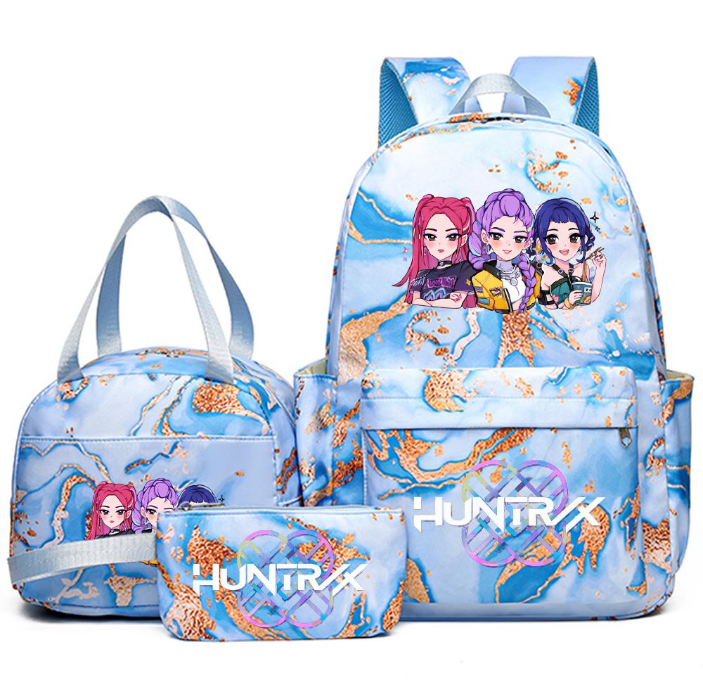 3 szt./zestaw Plecak z nadrukiem Anime Kpop z torebką i piórnikiem dla nastolatka, studenta, dziewczyny, chłopca, wodoodporna torba podróżna Mochila