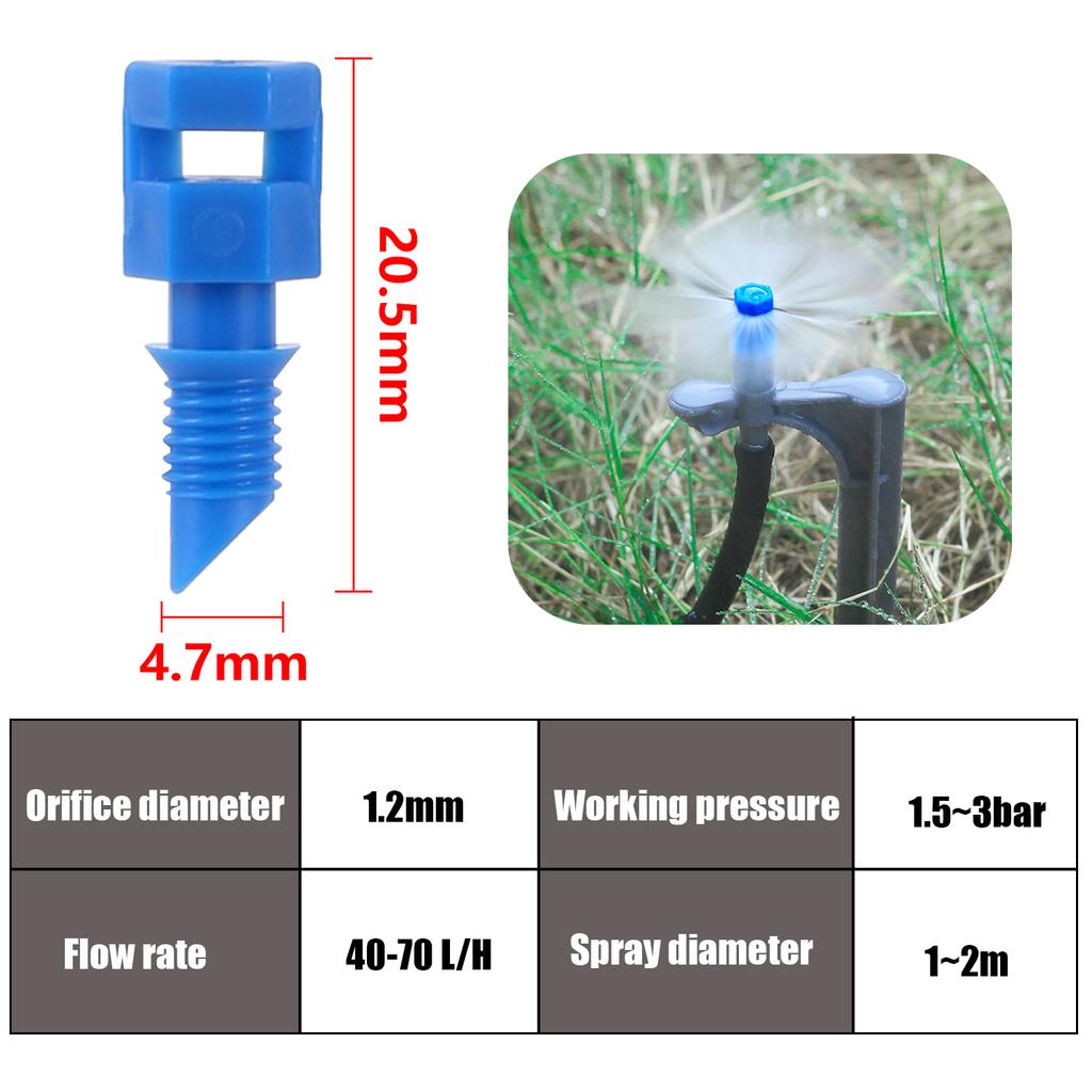 100Pcs Refraction Nozzle Garden Greenhouse Drip Irrigation Water Pipe Sprinkler Threaded Barbed Atomized Sprayer Watering Nozzle
