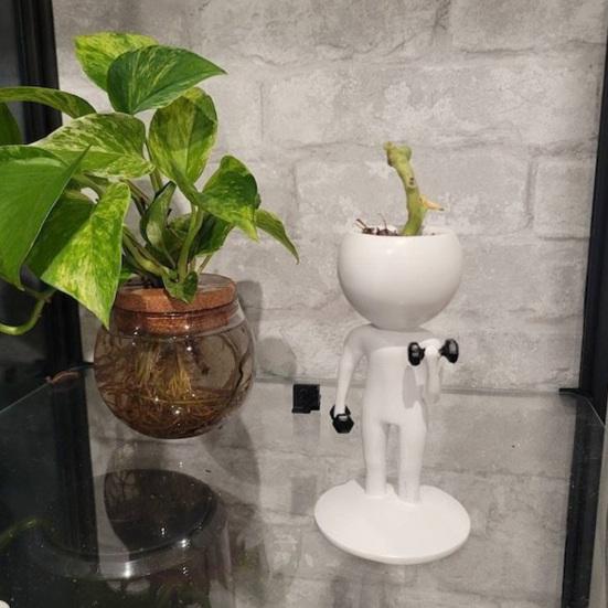 Unique Exercise Pose Flowerpot Creative Fitness Figure Flower Pot, Resin Succulents Pot with Treadmill Yoga And Decorative Plant Container for