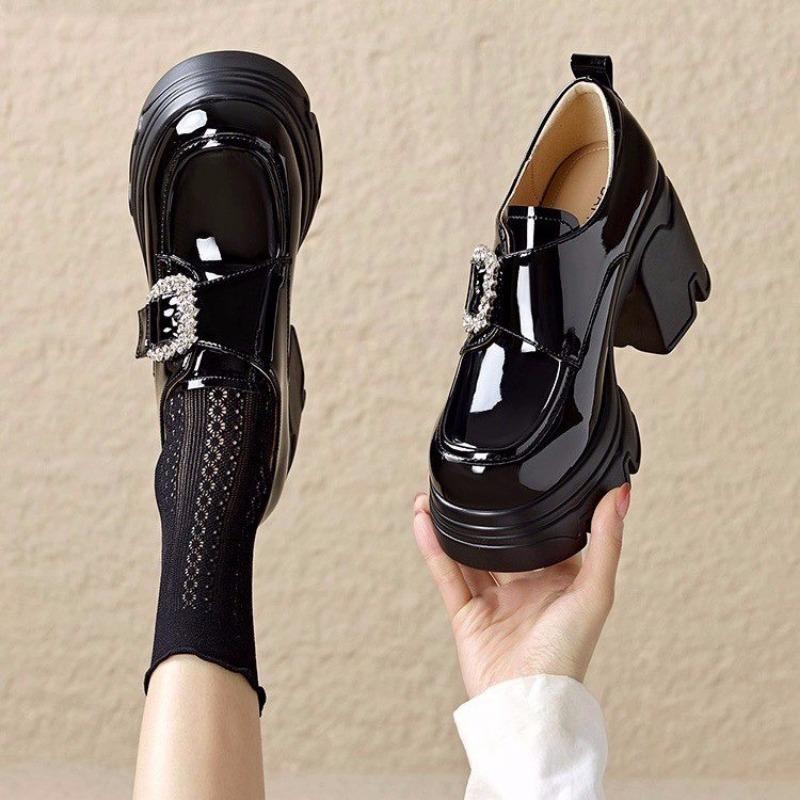 Fashion Autumn Women's Casual Classic Sweet Loafers Thick Sole Fashion Thick Heel Women's Mary Jane High Heels Zapatillas De Deporte