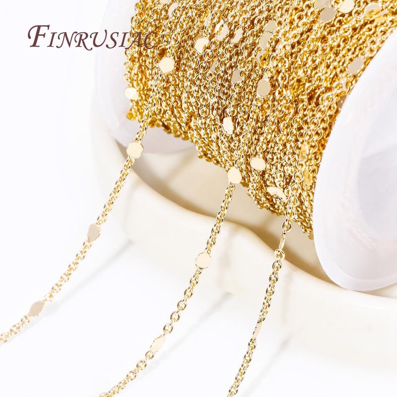 18K Gold Plated Brass with Round Shape Special Necklace Bracelets Chains High Quality Spool Chains DIY Jewelry Making Supplies