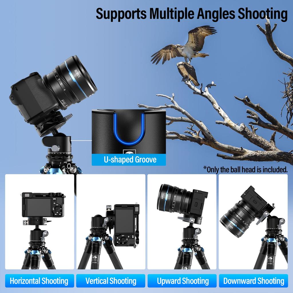 SIRUI Quick Release System Tripod Panoramic Metal Camera Ball Head Mount with and Screw Holes for and Max Load GH30 Low-Center-of-Gravity Low-Profile
