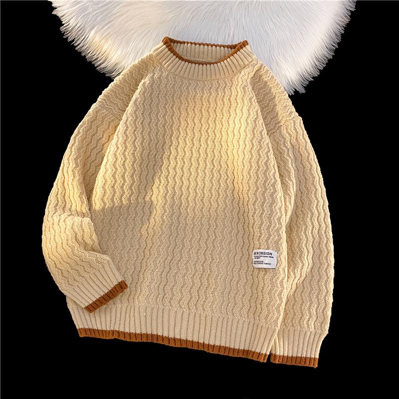 

Men s 2025 Retro Knitted Sweater: Loose Fit, Two-Piece Design, Autumn/Winter Pullover XXXL абрикосовий