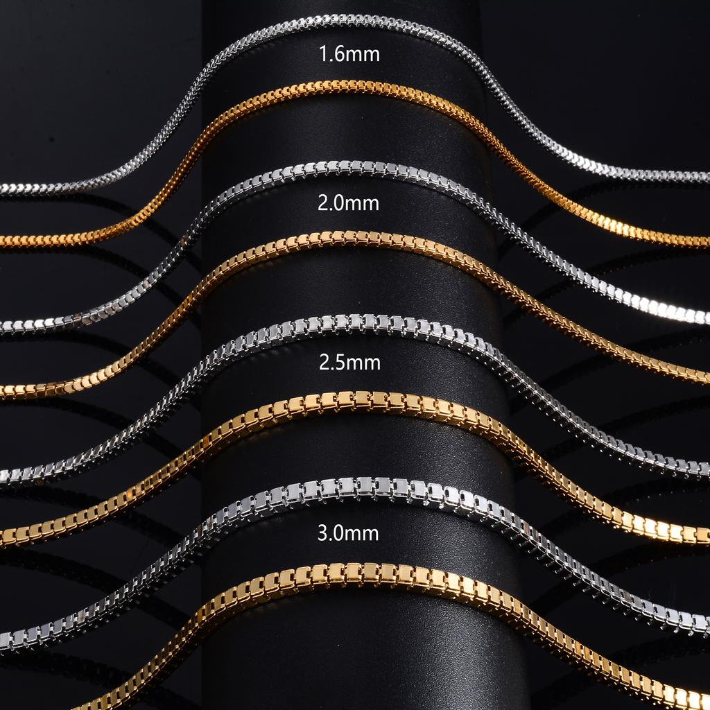 Herren Quadratische Kastenkette Edelstahl Lange Halskette für Frauen Damen Gold/Kupferfarben Choker am Hals Schmuckzubehör