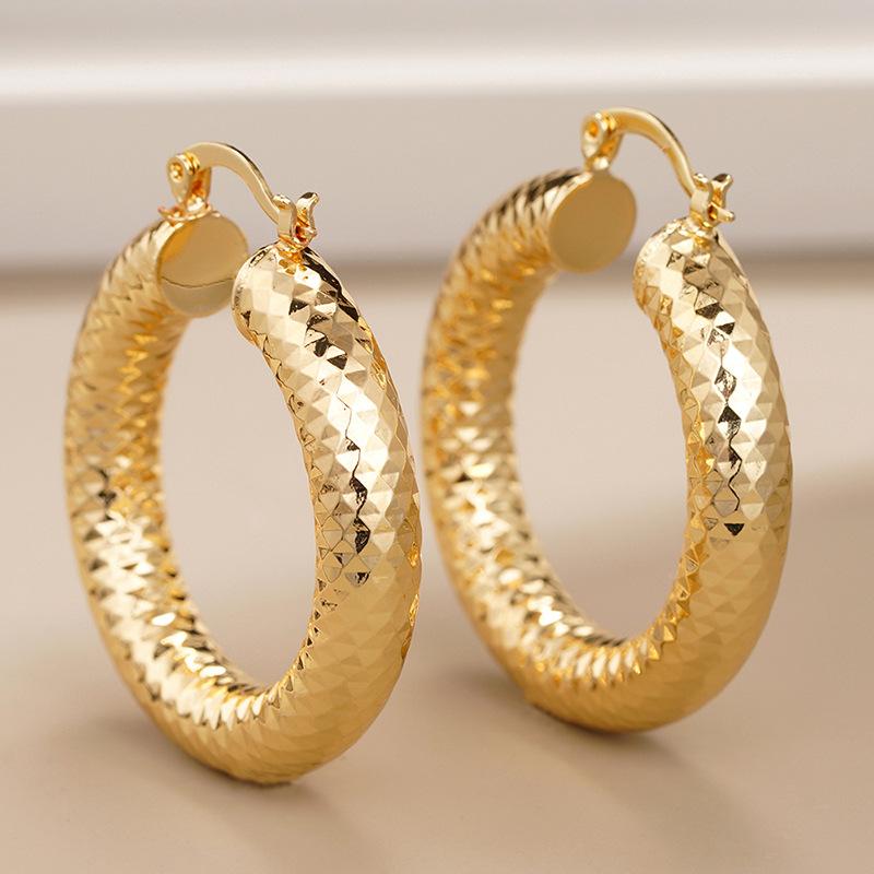 Hammered Textured Chunky Hoop Earrings for Women Sparkly Jewelry