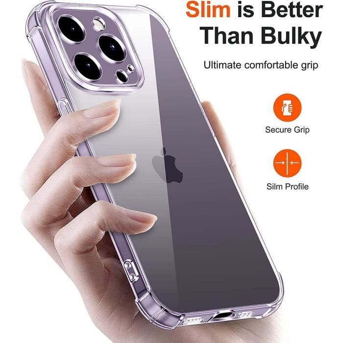 Silicone Case - Shockproof - for iPhone 14 Pro - Transparent - 2 Tempered Glasses - Scratch Protection