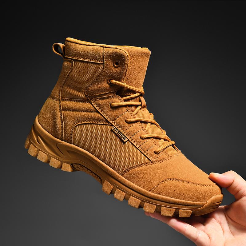 Men's Shoes Thick Soles Wear and Increase High Top Boots Leather Big Yellow Boots Breathable Deodorant Men's Boots