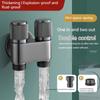 Stainless Steel G1/2 1 In Two Out Double Control Washing Machine Faucet Toilet Triangle Valve Faucet Accessory