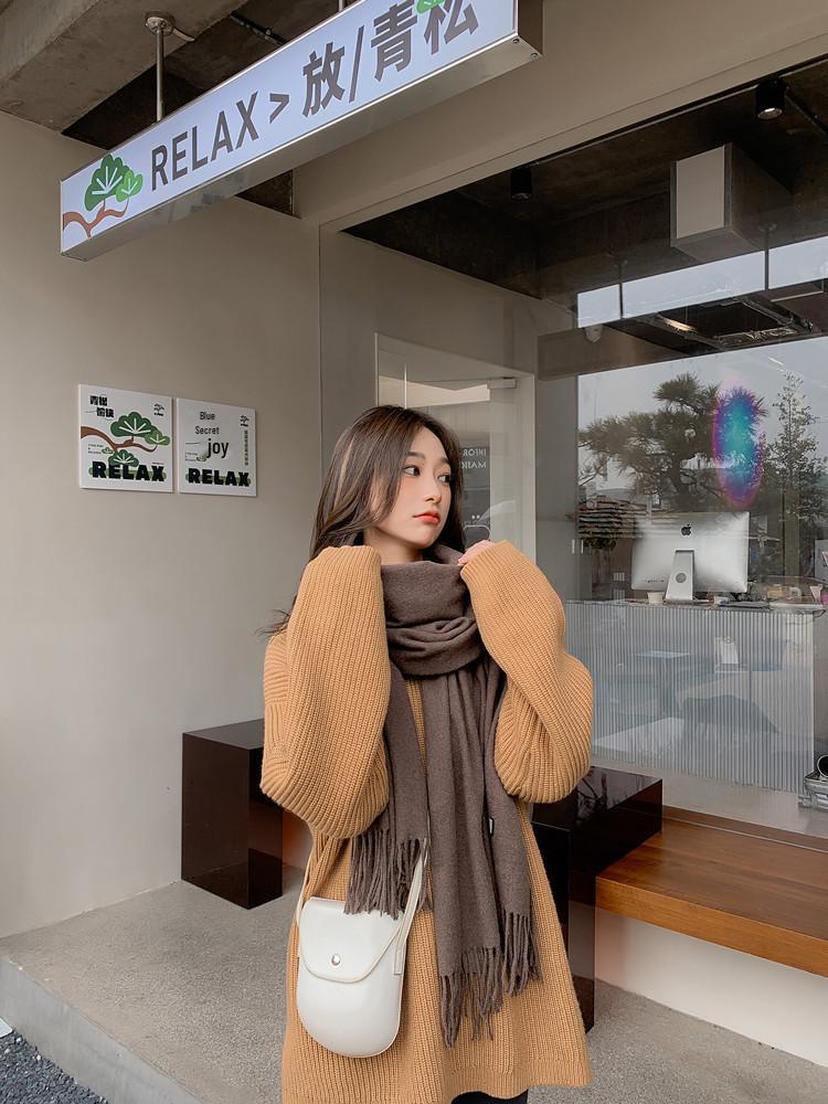 White Cashmere Scarf: Thickened, Solid Color, Versatile for Women & Men, Perfect for Autumn & Winter