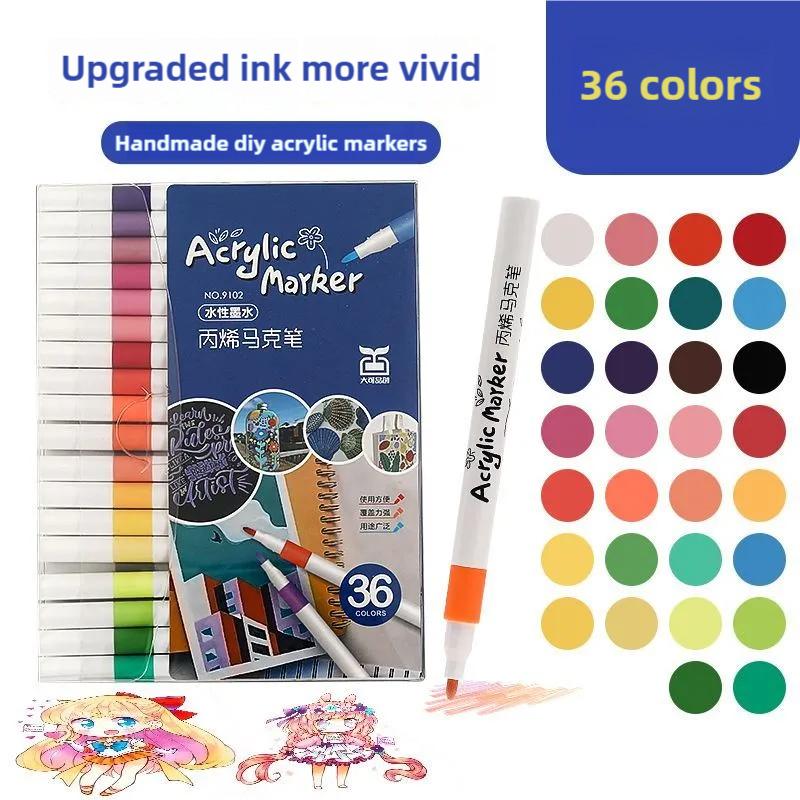 Quick Dry Acrylic Paint Pens Waterproof Fine Tip for Canvas Wood Glass DIY Art Drawing Ergonomic Design for Adults Students Gif