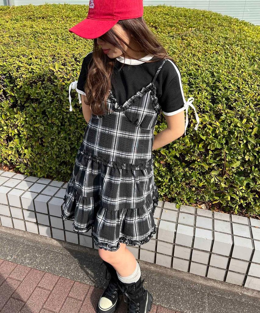 [WEGO] WC Frill Check Camisole Dress Women's F Black