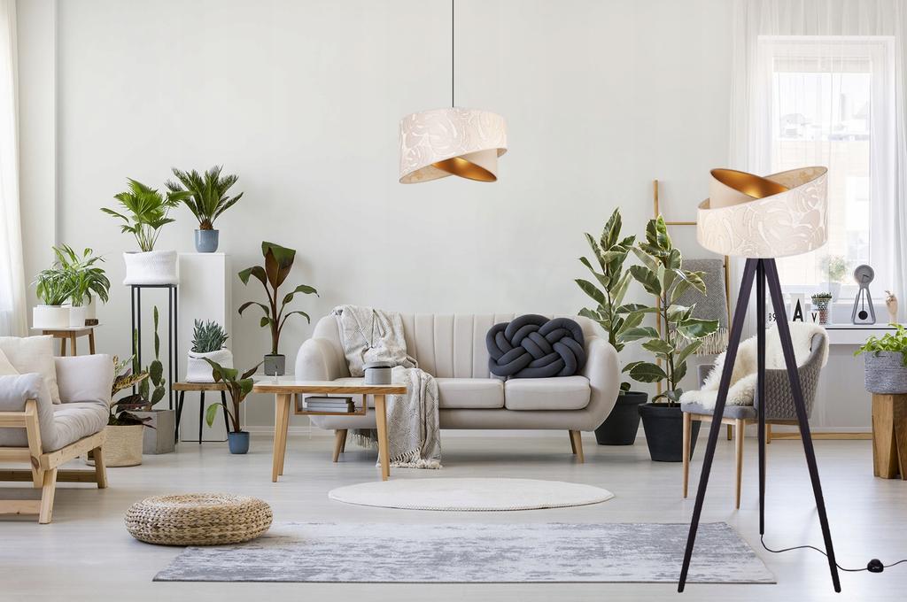 Floor Lamp Standing Tripod Wooden Lampshade Pattern