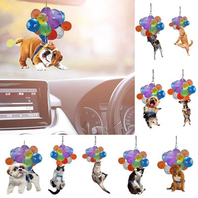 Auto-Anhänger, Ballon, Katze, Hund, Hängeornament mit Schlüsselband, einfach aufzuhängen, realistisch aussehendes, bezauberndes Tier-Auto-Rückspiegel-Ornament