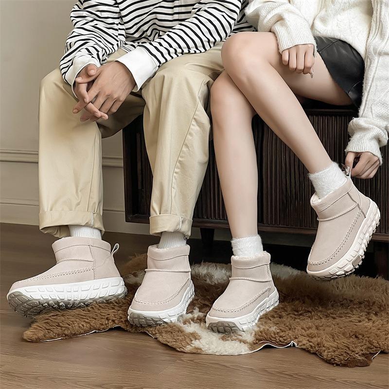 3336 Autumn and Winter Snow Boots Thick-soled Retro Leather Heightened Tire Shoes with Cotton Thickened Large Cotton Shoes