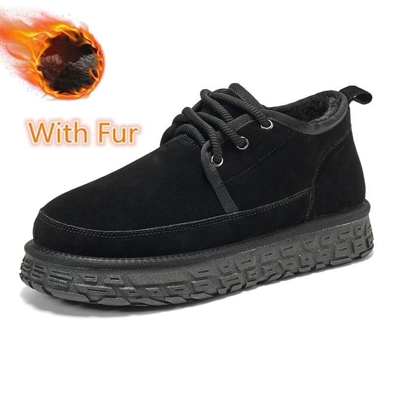 Mens Fashion Genuine Leather Short Boots Classic Men's Casual Suede Snow Boot Comfy Non-Slip Keep Warm Footwear Man Winter Boots