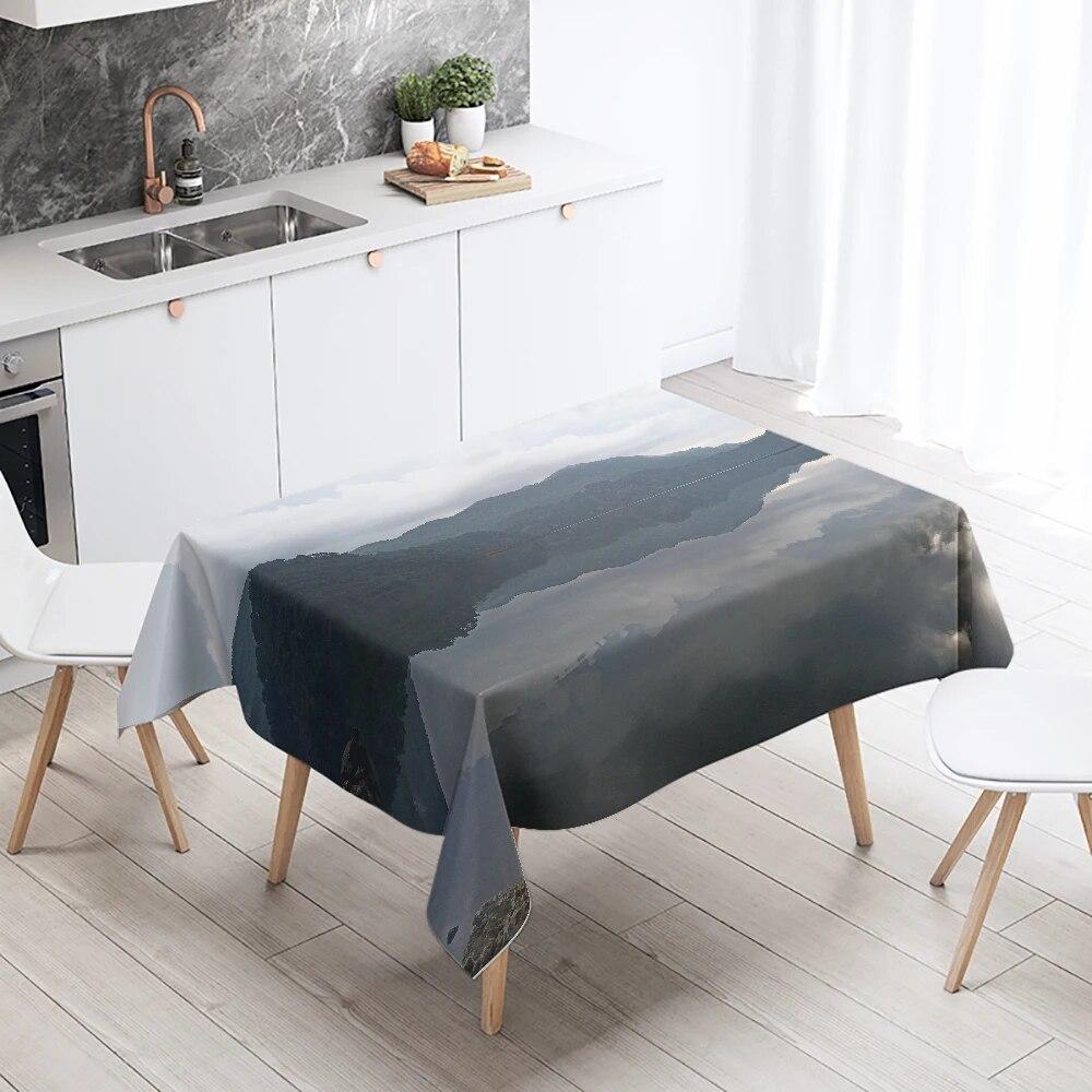 Landscape Printing Tablecloth Camping  Stain Resistant Waterproof Restaurant Table Decoration Kitchen Home