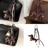 Vintage-Schlüsselanhänger aus PU-Leder mit Dackel, süßer Hundewelpen-Charme, geflochtenes Seil, Taschenanhänger für Autoschlüssel-Zubehör