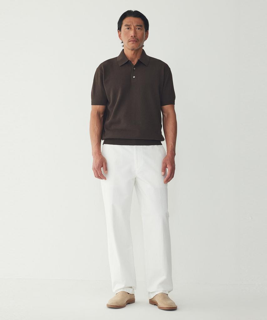 MAN ON THE BOON Textured Short Polo_Brown 4716113031