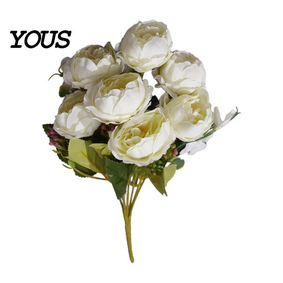 Home Decor Silk Flowers 7 Heads Artificial Peony Flowers, Vintage Fake Flower Arrangements Wedding High-end Floral Arrangement Bouquets Decorations,