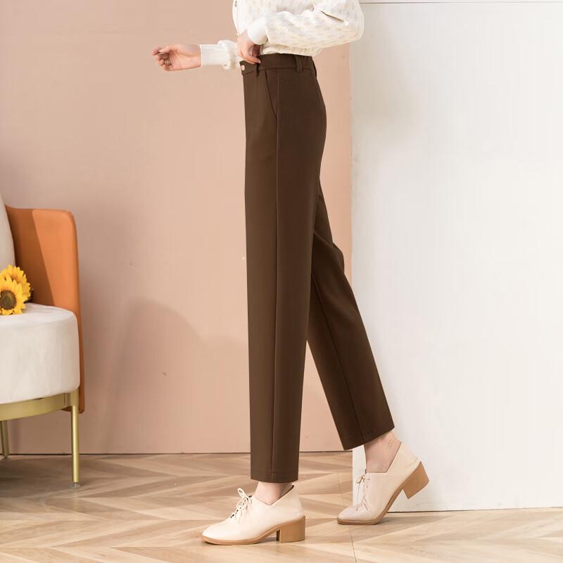 Women's Thickened Wool Blend Straight-Leg Ankle Pants