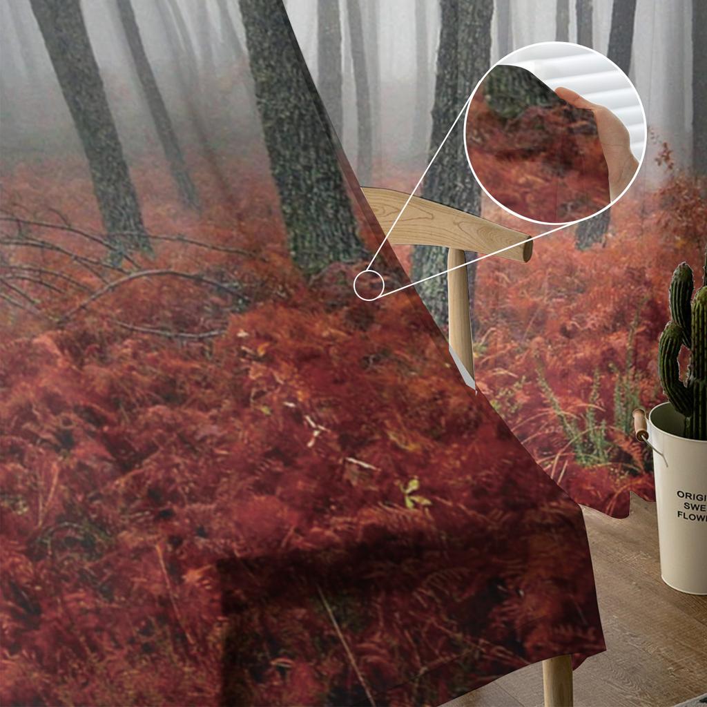 Red Leaves Forest Sheer Curtains for Living Room Modern Voile Curtain Bedroom Tulle Curtains Window Drapes Decor