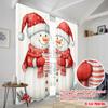 2pcs,2D Plane Printing Creative Curtains Cute Snowman Christmas Winter (2) Durable 100% Polyester Fabric (without Rod) Room