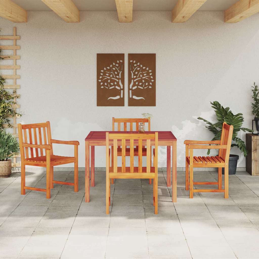 Garden Dining Set 5 pcs Brown Solid Acacia Wood