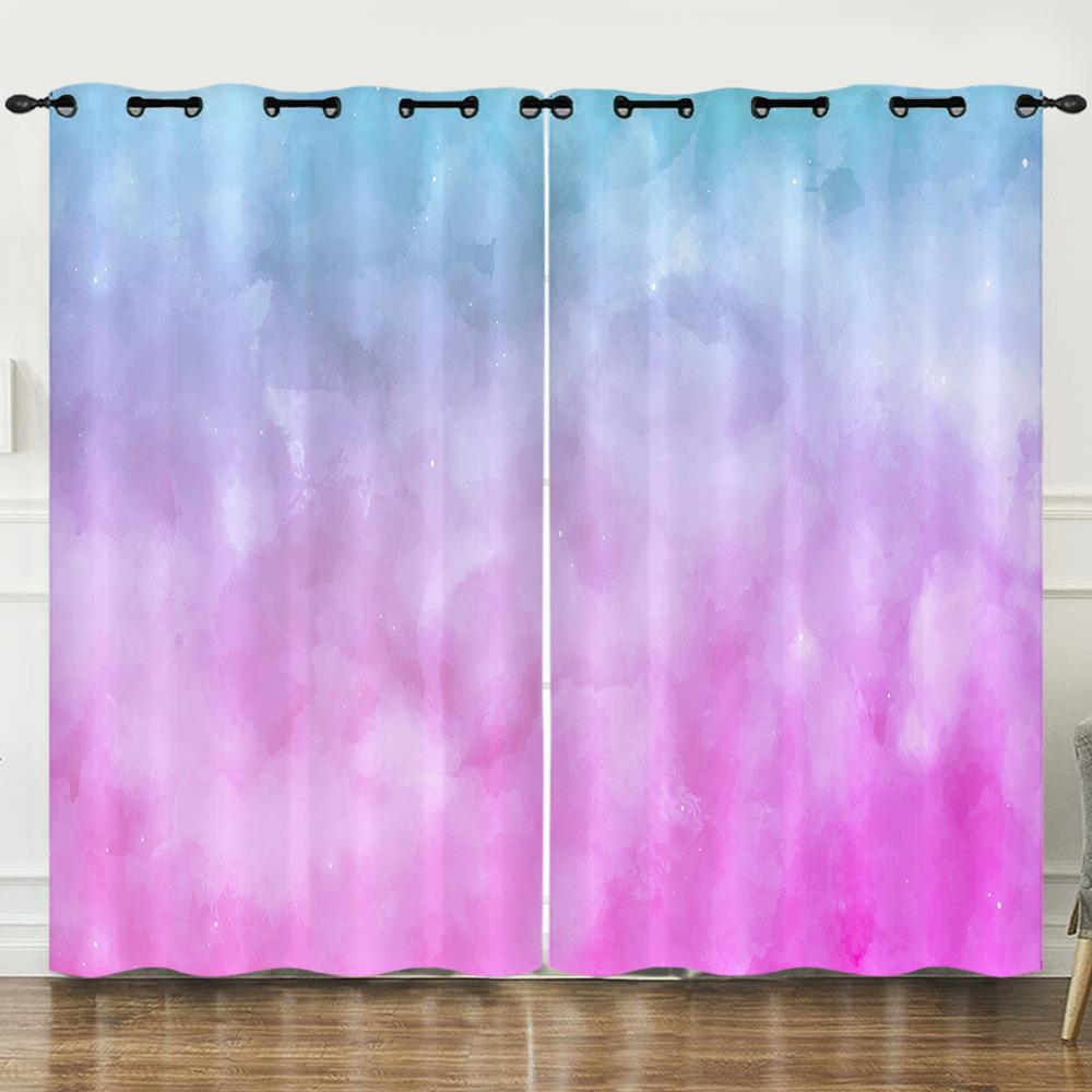 Curtain Color Highlight 3D Digital Printing Blackout Curtain Punching