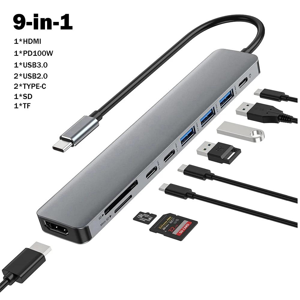 KEBIDUMEI 9-в-1 USB C Док-станция 3 порта USB и двойной концентратор Type-C USB HUB Разветвитель USB 3.0 Адаптер OTG TYPE-C на HDMI Адаптер