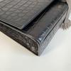 [Pre-Owned] Ysl Kate Silver Logo Chain Crocodile Pattern Embossed Glossy Calfskin Leather Tassel Crossbody Shoulder Bag Medium - Excellent #4O0005