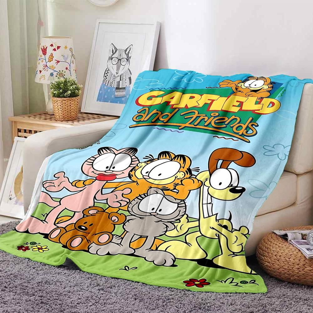 Garfield'S Colorful Friends Flannel Blanket Super Soft Warm Cozy Blanket For Sofa Bed Office Travel Allseason Home Decor Gift