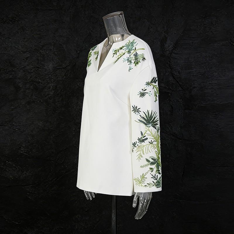 National Style Retro Printed Suit Women's Letter Collar Loose Long-sleeved Top + Mid-waist Slimming Micro-pants
