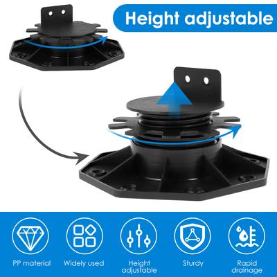 5Pcs Deck Support Pedestals Height Adjustable Deck Raising Support Base Plastic Floor Lift Base Sturdy Floor Lift Bearing Set