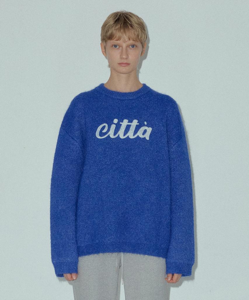 CITTA Logo Wool Hairy Knit_Ctk228 (Blue)