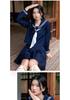 Navy Three-Piece Sailor-Style JK Uniform with Pleated Skirt Set
