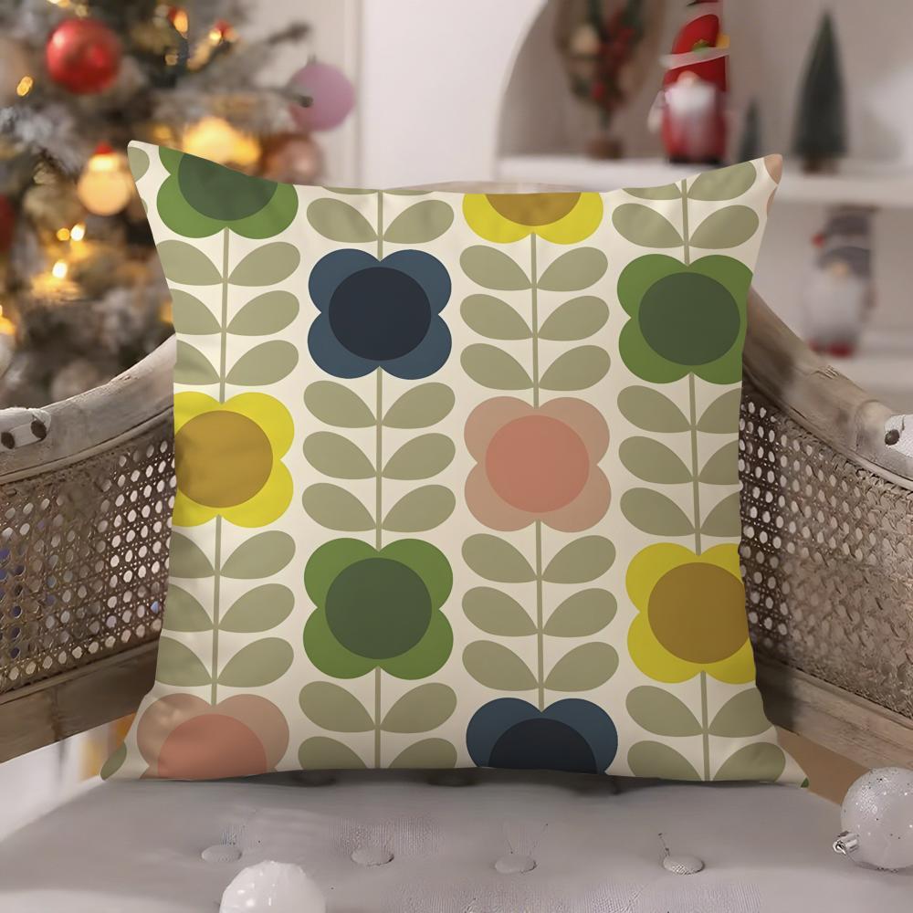 Federa Cuscino Fiore Stile Retrò Orla Kiely Comfort Divano Letto Seta Elegante Cerniera Invisibile Copricuscino Decorativo