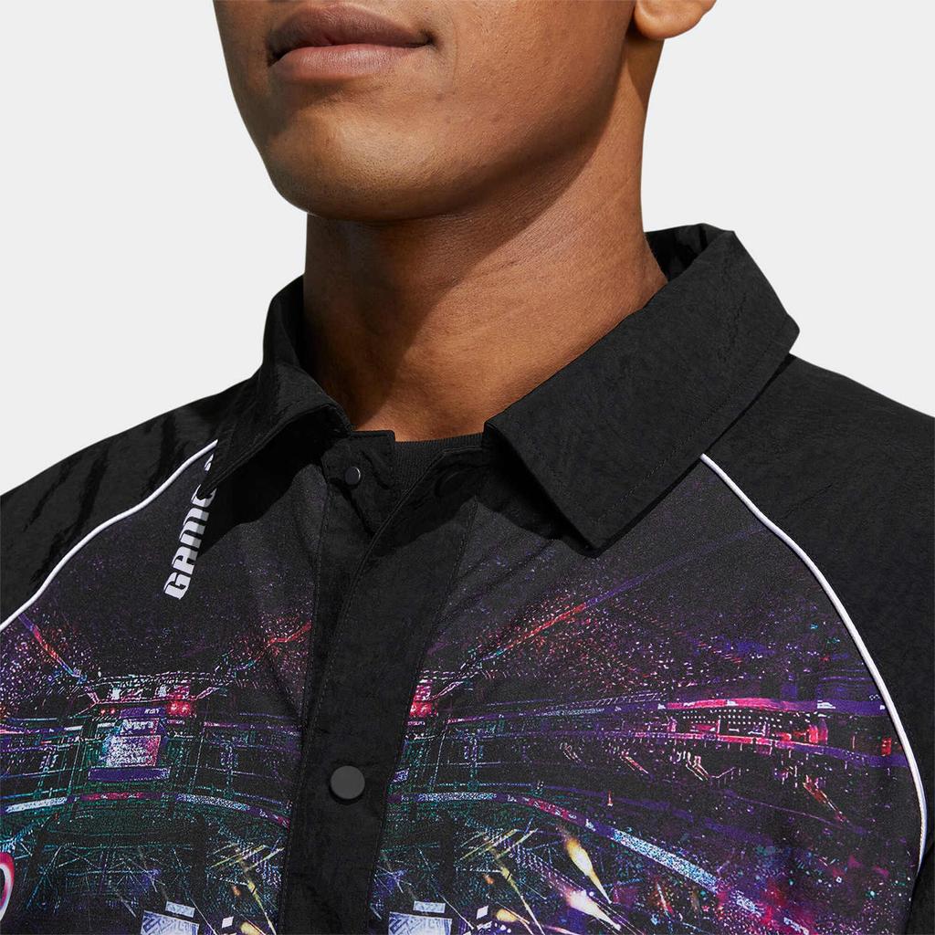 Adidas Abstract Pattern Print Raglan Sleeve Jacket Men Outerwear Black IA6868