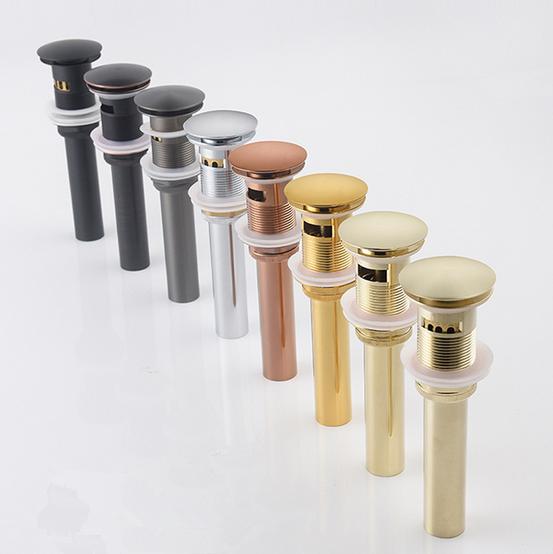 Brushed Gold Brass Basin Pop up Sink Drain Stopper Without Overflow Bathroom Faucet Vessel Vanity Sink Drainer Brass